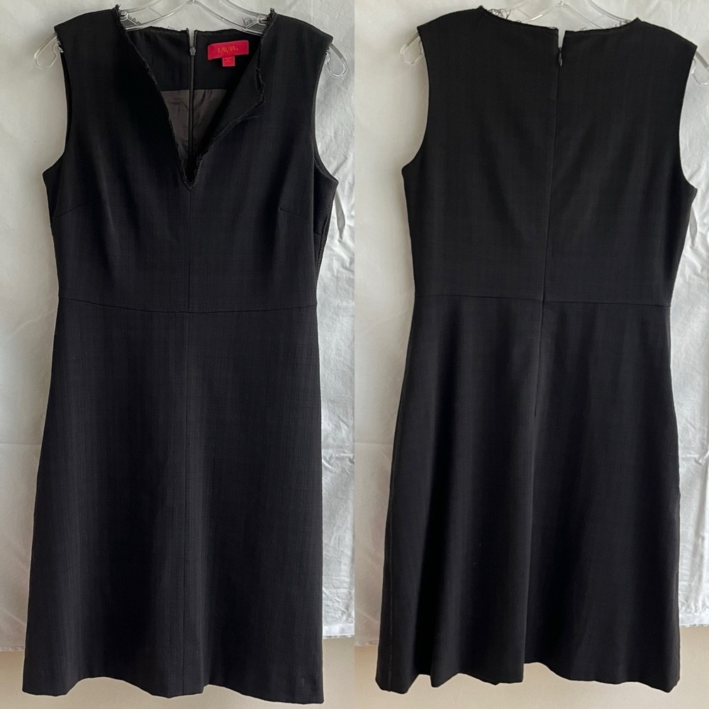 LaVia 18 brown 98% virgin wool sheath midi dress V-Neck, size IT 42/ US 6, Italy